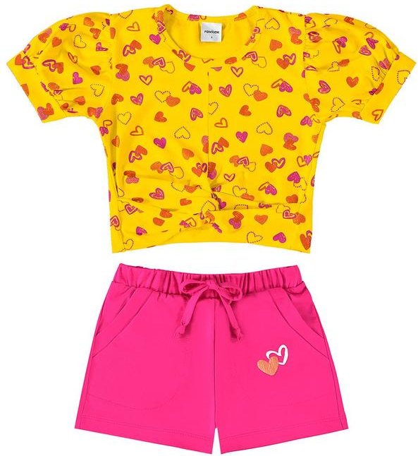 Imagem principal Conjunto Infantil Blusa e Shorts Coração Amarelo Rovi Kids Rovi Kids