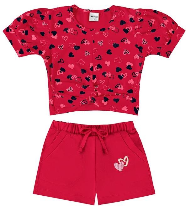 Imagem principal Conjunto Infantil Blusa e Shorts Coração Vermelho Rovi Kids Rovi Kids