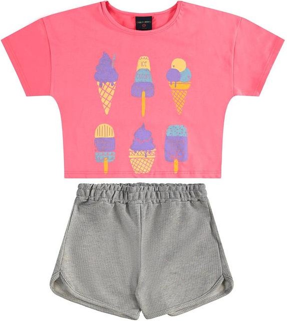 Conjunto Infantil Blusa e Shorts Rosa