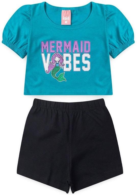 Conjunto Infantil com Detalhe na Manga Iaia Azul