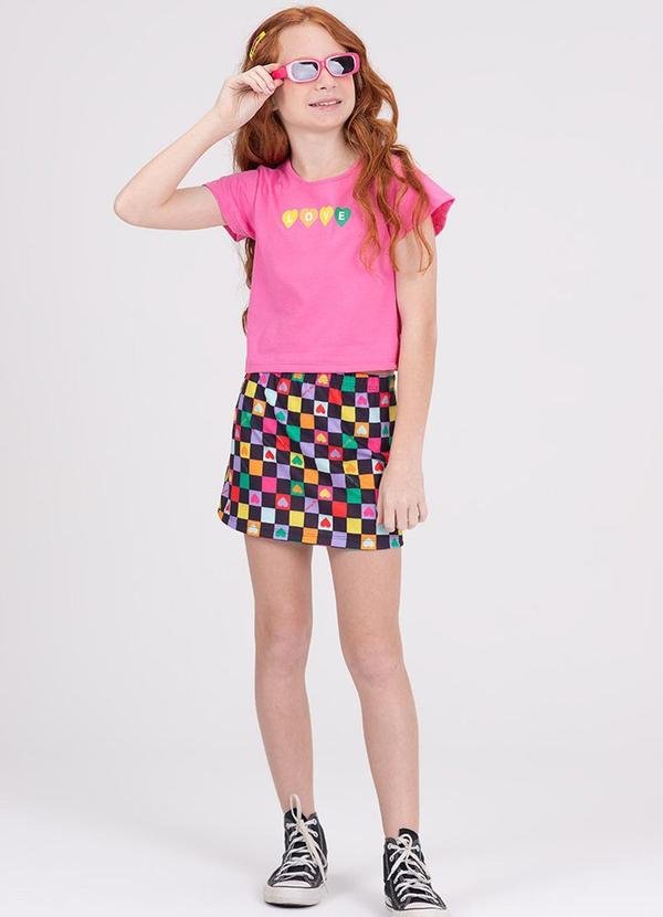 Imagem principal Conjunto Infantil Cropped Manga Evasê Love Rosa VIDA COSTEIRA VIDA COSTEIRA