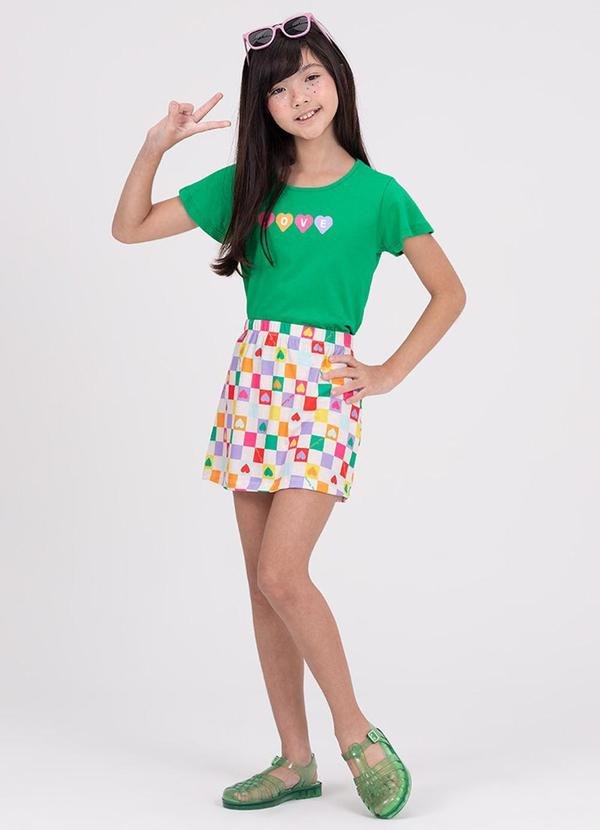 Imagem principal Conjunto Infantil Cropped Manga Evasê Love Verde VIDA COSTEIRA VIDA COSTEIRA