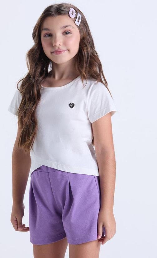 Imagem principal Conjunto Infantil Cropped Transpassado Off White VIDA COSTEIRA VIDA COSTEIRA