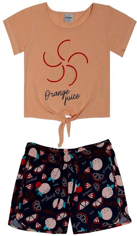 Imagem principal Conjunto Infantil Menina Orange Bege Rovi Kids Rovi Kids