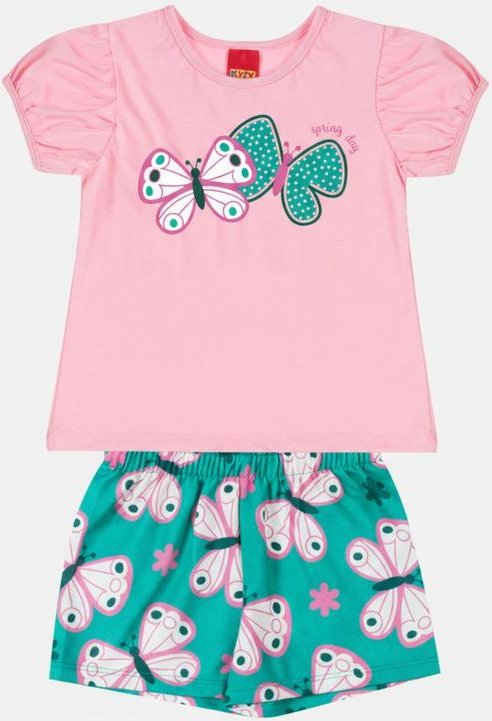 Conjunto Infantil Menina Borboletas Rosa
