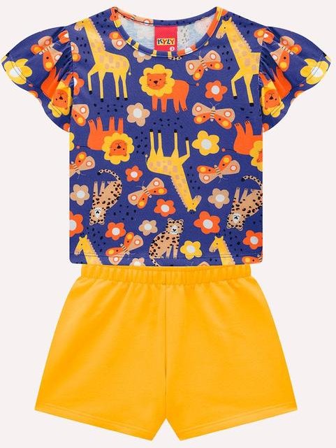 Conjunto Infantil Menina com Ponto Concha Azul