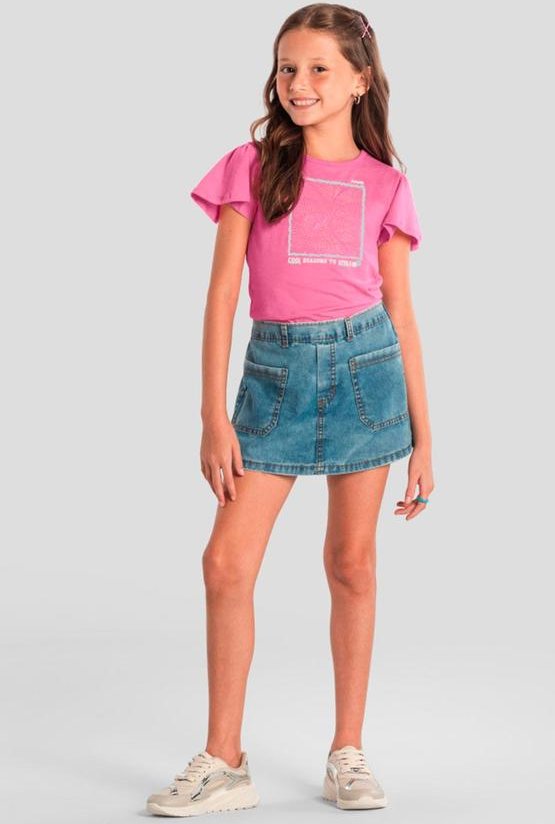 Conjunto Infantil Menina com Strass Rosa