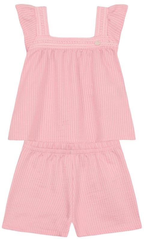 Conjunto Infantil Menina em Fio Tinto Rosa