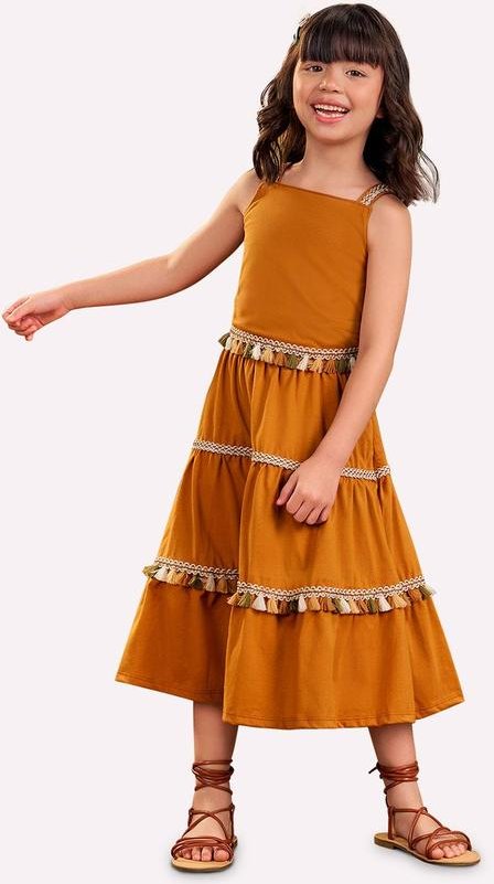 Conjunto Infantil Menina em Meia Malha Marrom