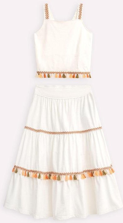 Conjunto Infantil Menina em Meia Malha Off White