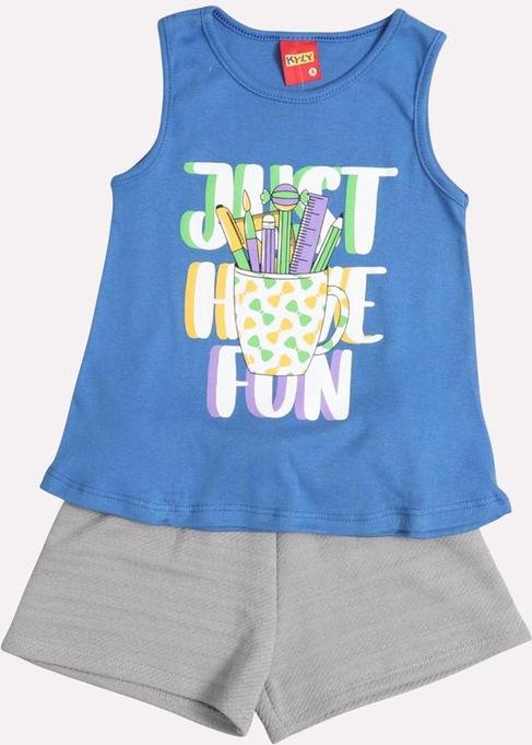 Imagem principal Conjunto Infantil Menina em Ribana Azul