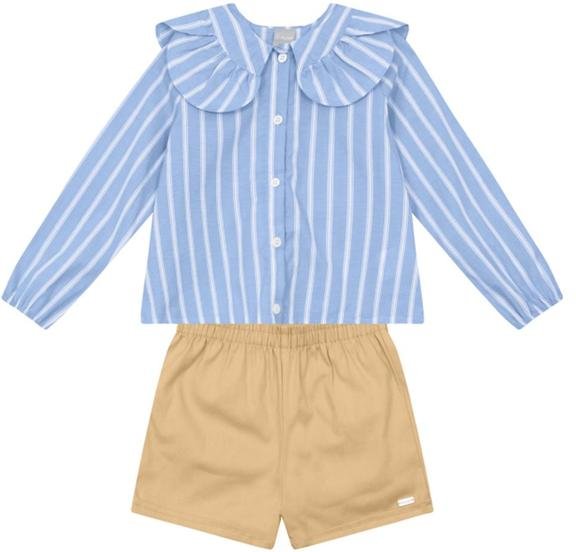 Imagem principal Conjunto Infantil Menina em Tricoline Azul Brandili Mundi Brandili Mundi
