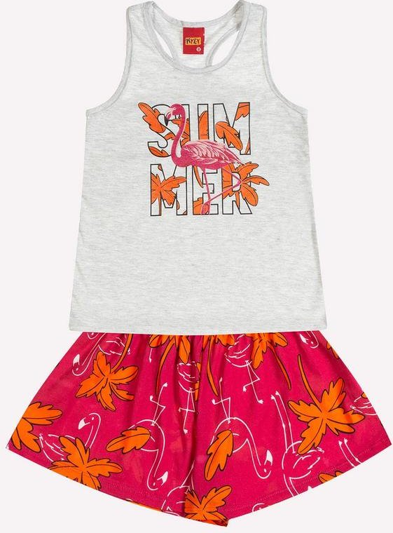 Conjunto Infantil Menina Estampa Cinza