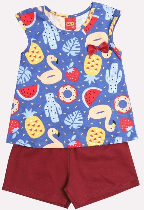 Imagem principal Conjunto Infantil Menina Estampa Frutas Azul Kyly Kyly