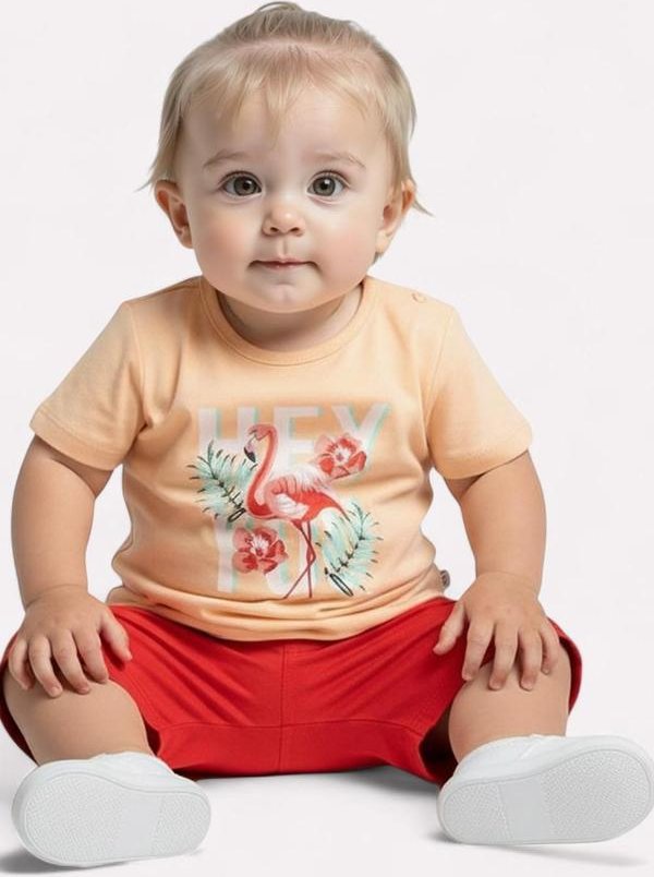 Imagem principal Conjunto Infantil Menina Flamingo Laranja