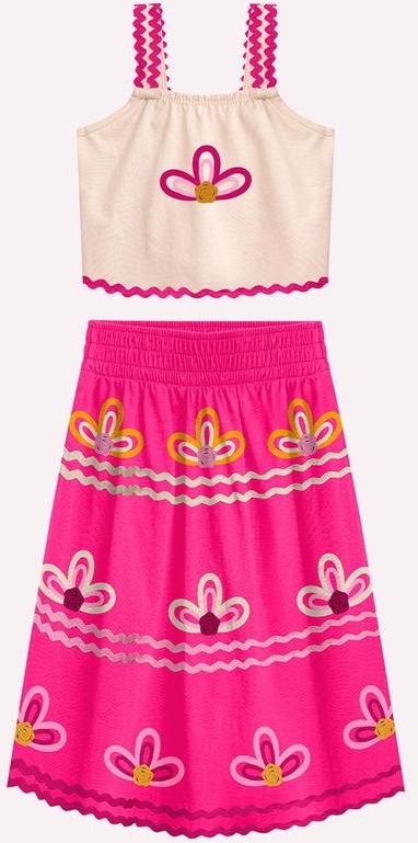 Imagem principal Conjunto Infantil Menina Flores Bege Nanai Nanai