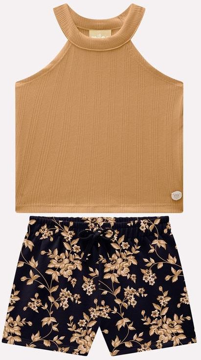 Imagem principal Conjunto Infantil Menina Flores Marrom Milon Milon
