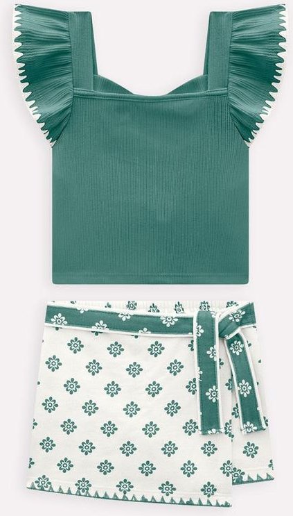 Imagem principal Conjunto Infantil Menina Flores Verde Milon Milon