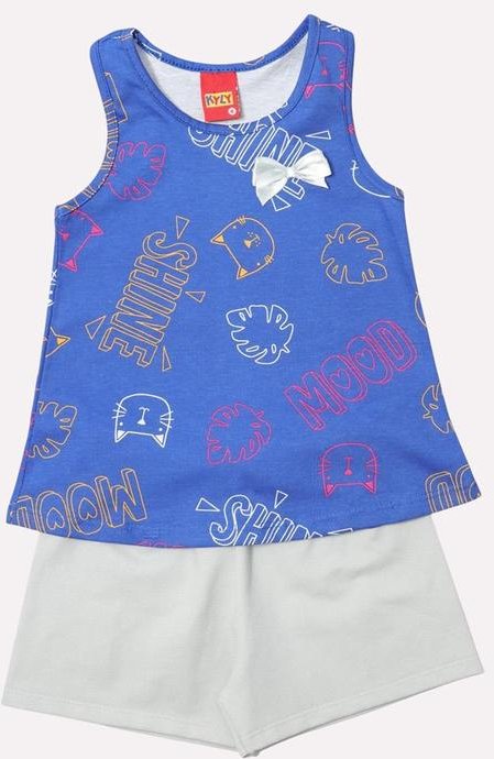Imagem principal Conjunto Infantil Menina Gatinho Azul Kyly Kyly