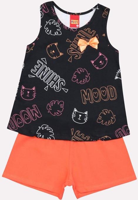 Imagem principal Conjunto Infantil Menina Gatinho Preto Kyly Kyly
