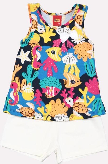 Imagem principal Conjunto Infantil Menina Praia Azul Marinho Kyly Kyly