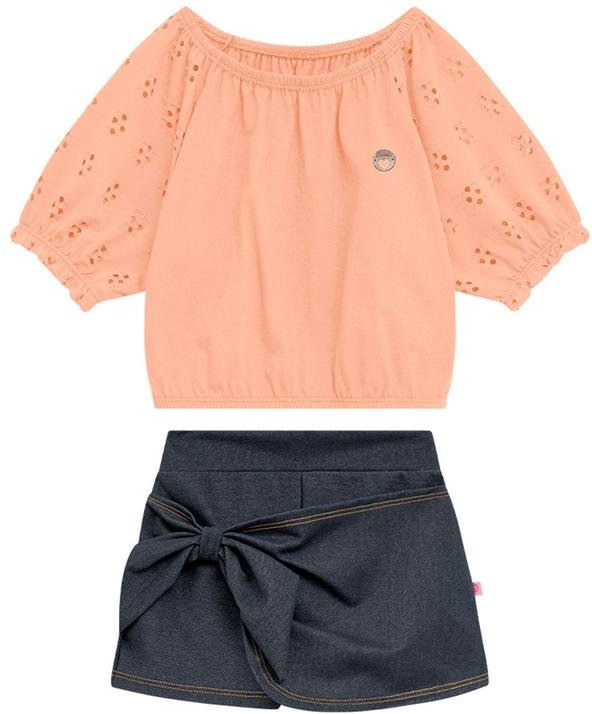 Imagem principal Conjunto Infantil Menina Salmão Duduka Duduka