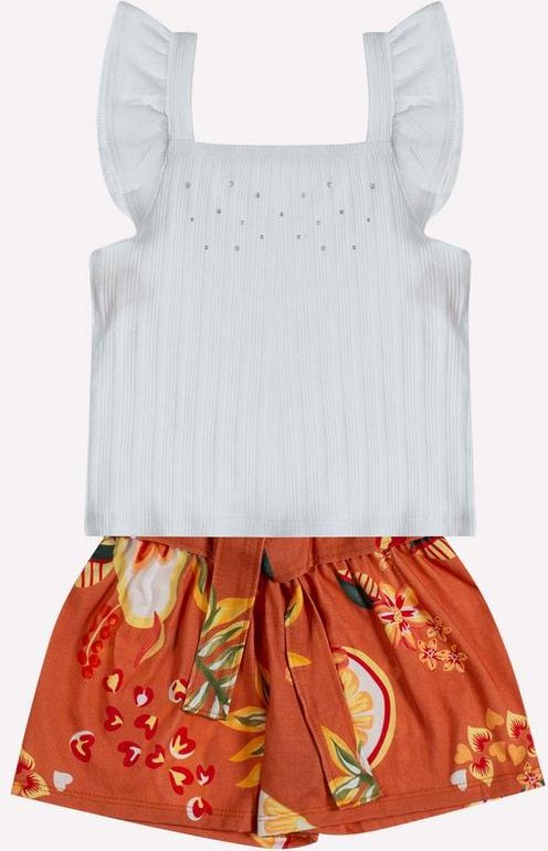 Imagem principal Conjunto Infantil Menina Strass Branco Kyly Kyly