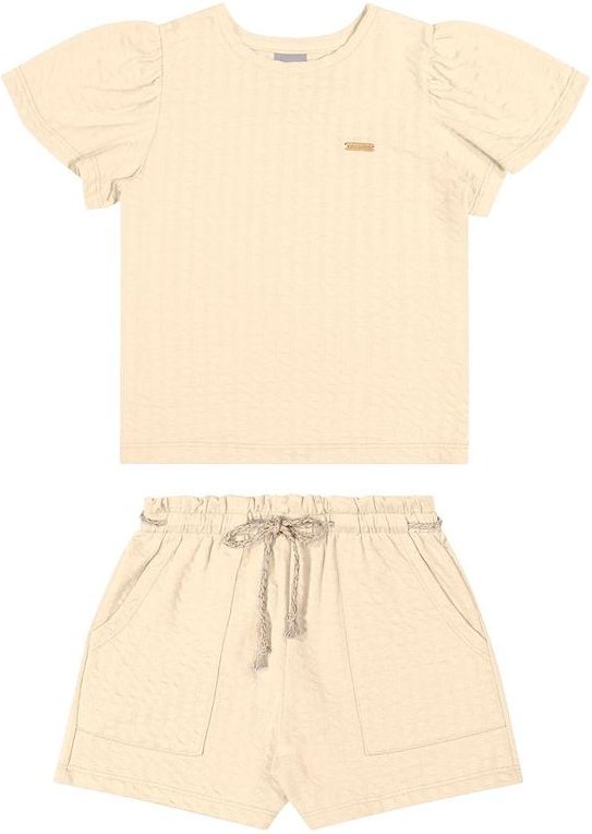 Conjunto Infantil Menina Texturizado Amarelo