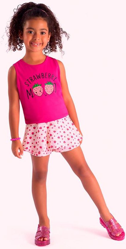 Imagem principal Conjunto Infantil Regata e Short Saia Rosa Duduka Duduka