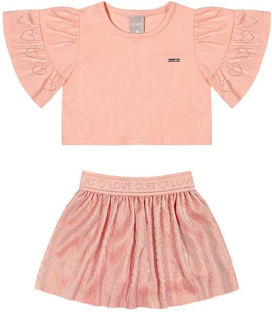 Imagem principal Conjunto Infantil Saia Brilhante Colorittá Salmão Colorittá