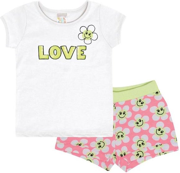 Imagem principal Conjunto Manga Curta Meia Malha Menina Branco Pulla Bulla Pulla Bulla