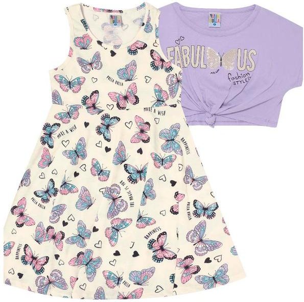 Imagem principal Conjunto Manga Curta Meia Malha Menina Roxo Pulla Bulla Pulla Bulla