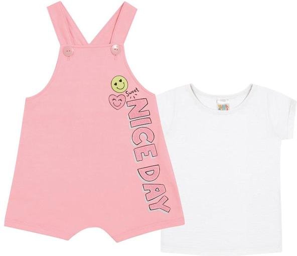 Imagem principal Conjunto Manga Curta Moletinho Menina Rosa Pulla Bulla Pulla Bulla