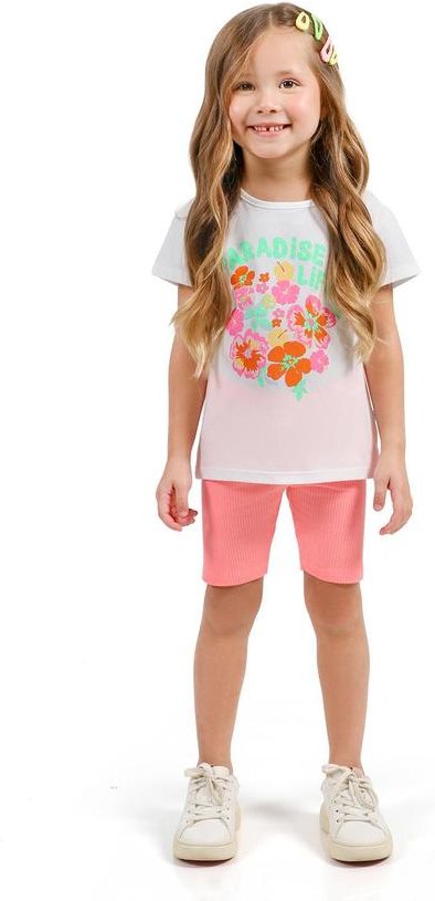 Conjunto Menina Bermuda Ciclista Rosa