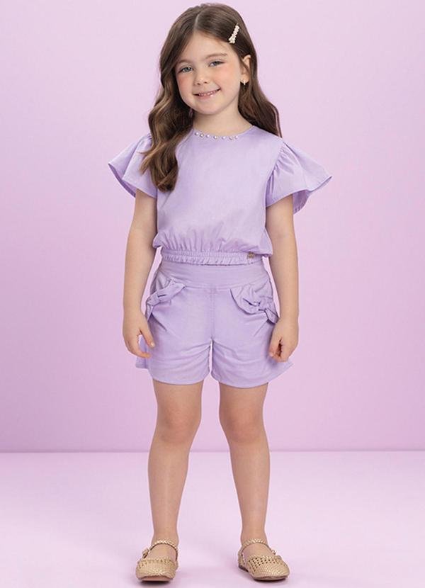 Imagem principal Conjunto Menina Blusa e Shorts em Tricoline Roxo Milli E Nina Milli E Nina