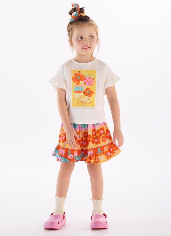 Conjunto Menina com Blusa e Short Três e Já Branco