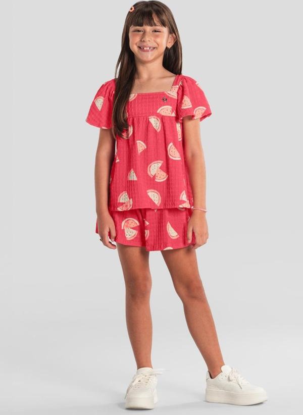 Imagem principal Conjunto Menina em Cotton Quadriculado Vermelho Brandili Brandili