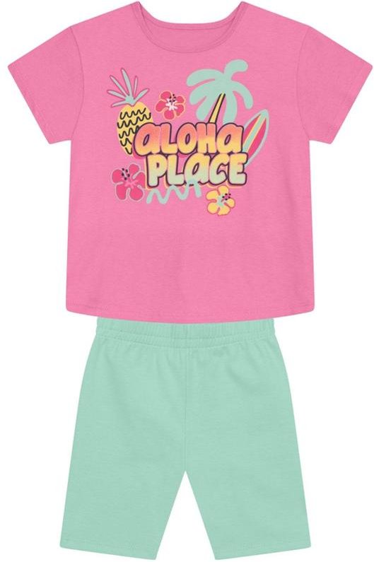 Imagem principal Conjunto Menina Tropical com Glitter Rosa Brandili Brandili