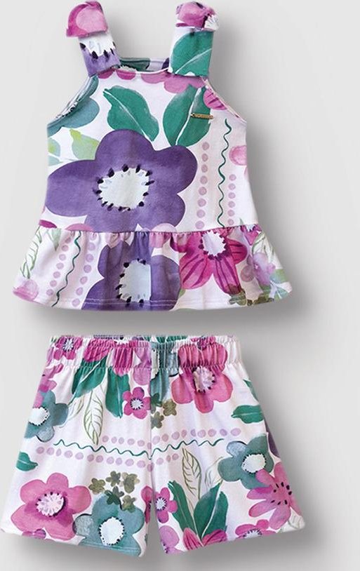 Imagem principal Conjunto Peplum Floral Menina Lilás