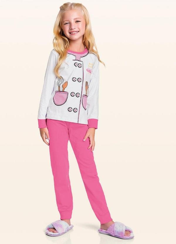 Conjunto Pijama Blusa M/Longa/Calça Branco