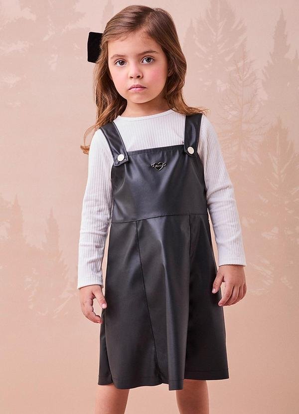 Conjunto Preto Fake Leather Branco