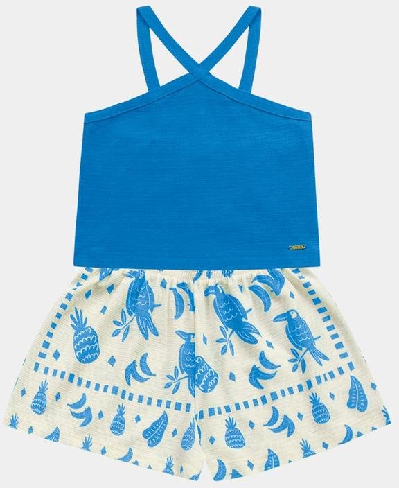 Imagem principal Conjunto Regata Cropped e Short Azul Fakini Kids Fakini Kids