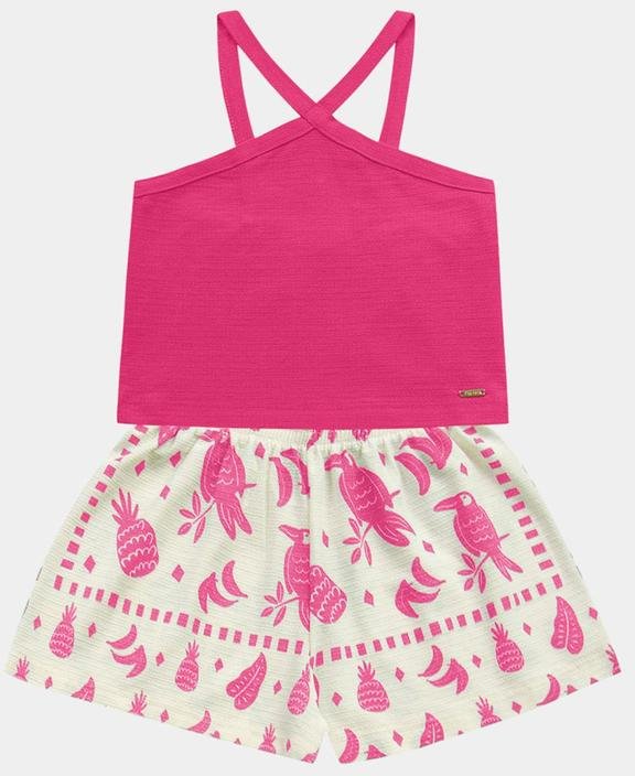 Imagem principal Conjunto Regata Cropped e Short Rosa Fakini Kids Fakini Kids