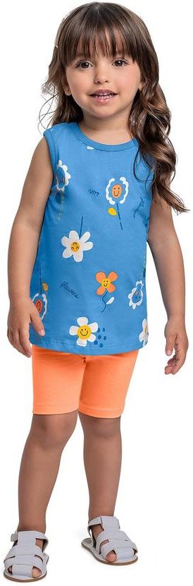 Imagem principal Conjunto Regata e Bermuda Menina Azul Bee Loop Bee Loop