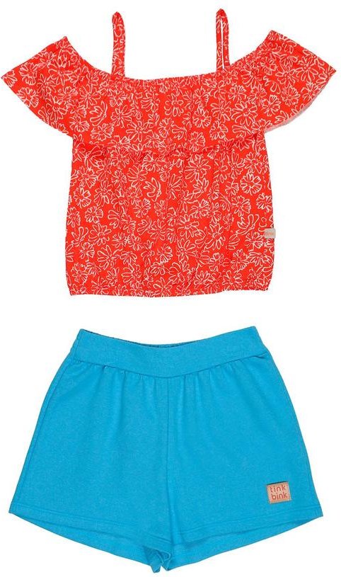 Imagem principal Conjunto Semi Cropped Shorts MoletinhoAzul Tink Bink Tink Bink