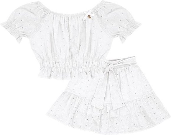 Conjunto Tecido Laise e Meia Malha Branco