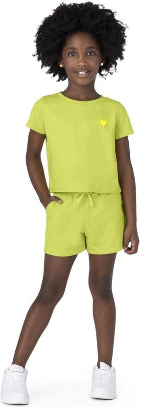 Imagem principal Conjunto Verde Limão Coração em Moletinho Malwee Kids Malwee Kids