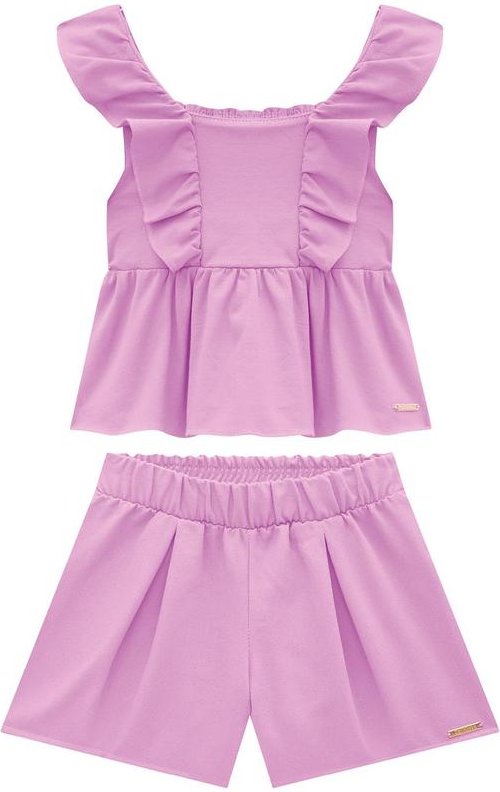 Imagem principal Conjunto Violeta em Crepe com Babados Menina Carinhoso Carinhoso