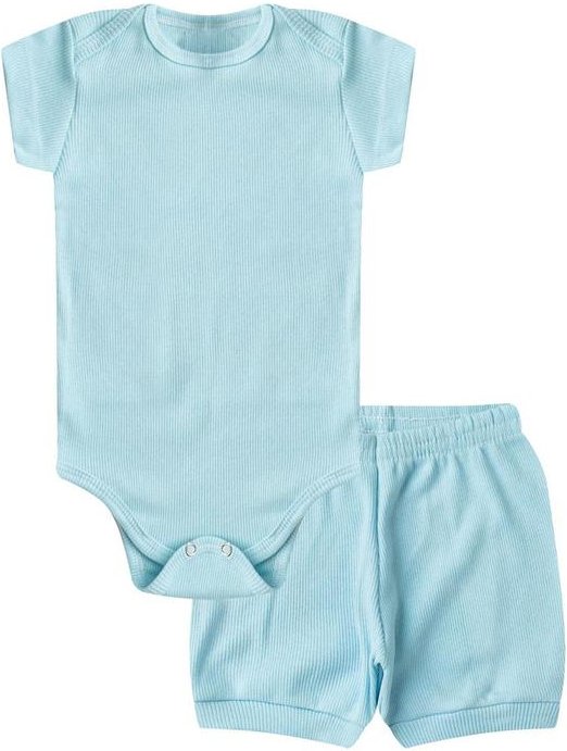 Imagem principal Kit Body Bebê Curto Canelado 2 Peças Azul Select Select