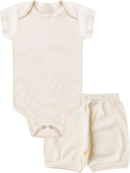 Imagem principal Kit Body Bebê Curto Canelado 2 Peças Bege Select Select